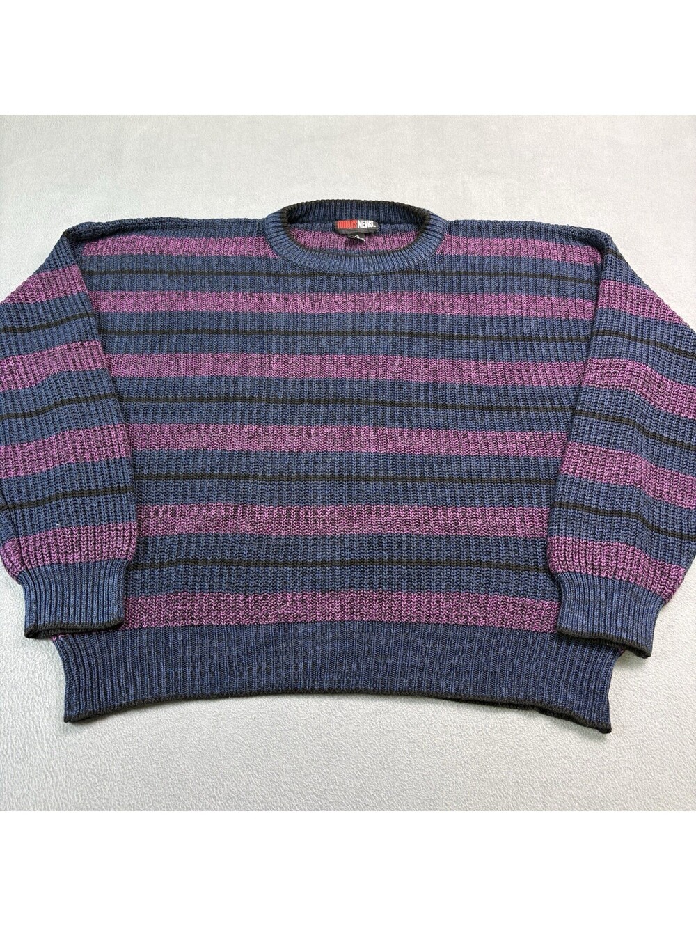 Vintage 90s Todays News Striped Sweater Size 2XL